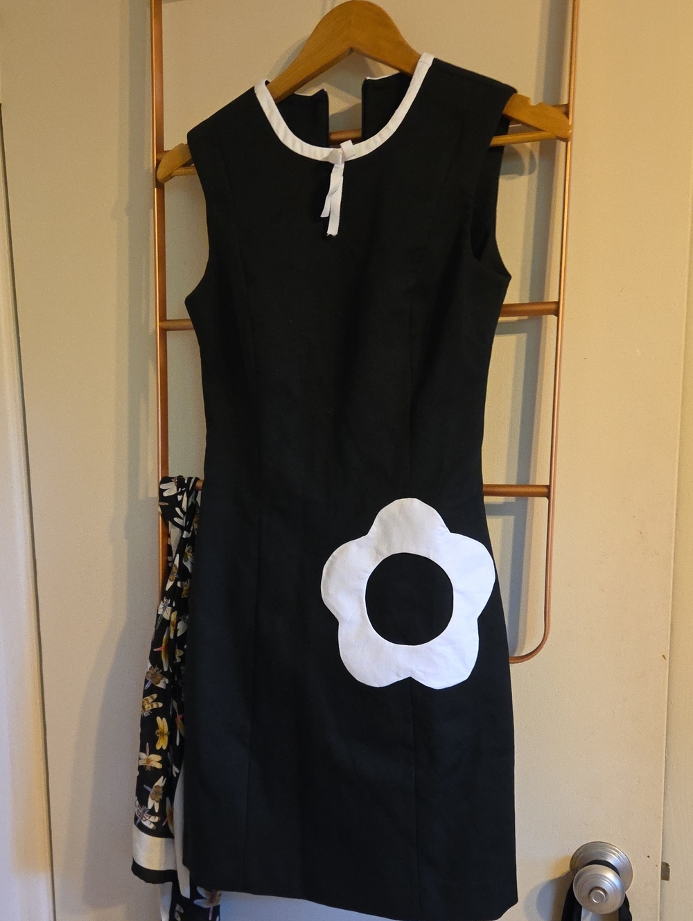 Marmalade Shop Mod Black Dress with White Flower Accent